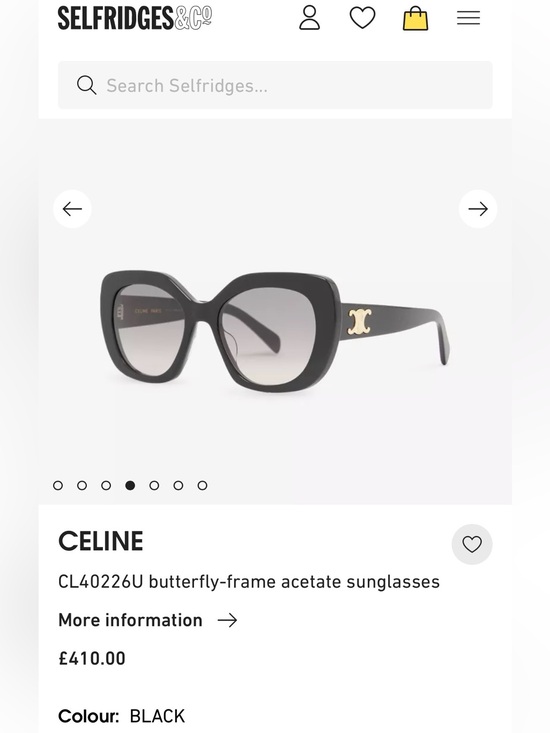 Celine Accessories - Celine Triomphe Black Butterfly Acetate Sunglasses with Gold Logo
